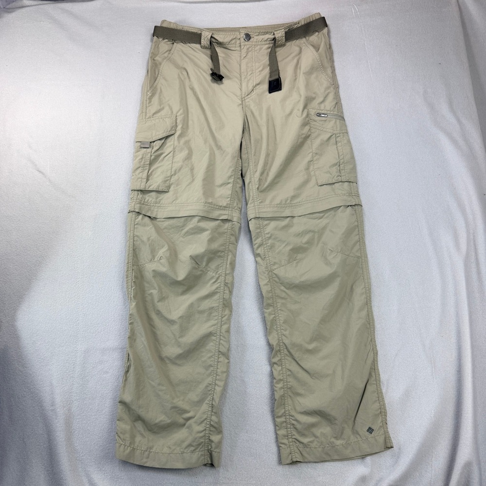 Columbia Mens 34x30 Convertible Cargo Pants Tan Khaki Omni-Shade Hiking Zip Off
